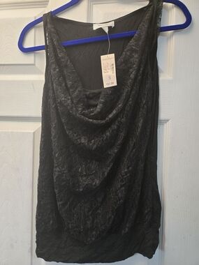 NWT Dress Barn Black Lace Cowl Neck Tank Top